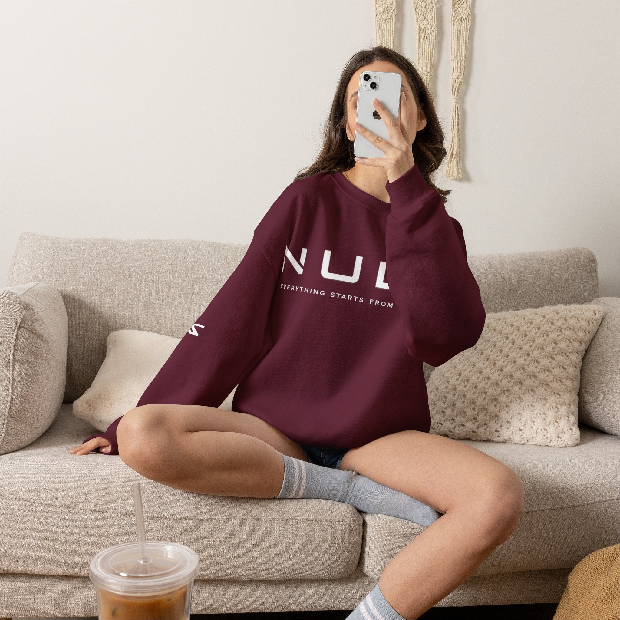 Crewneck Sweatshirt — NULL Studios Logo “Everything Starts From Nothing”